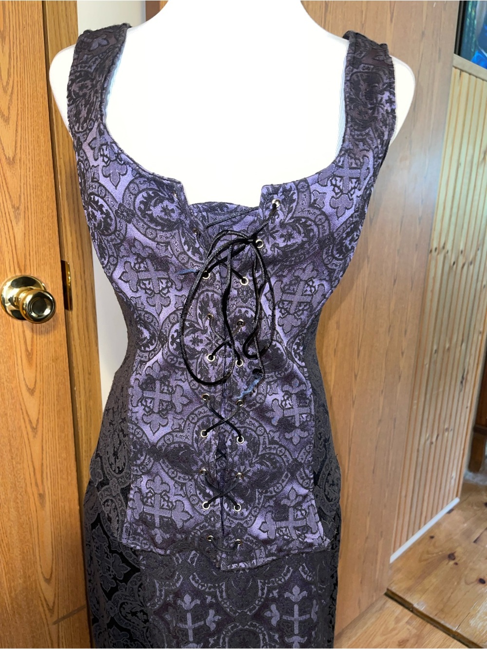 Morbid Threads Purple Lace-Up Gothic Corset Top and Maxi Skirt - Picture 3 of 6